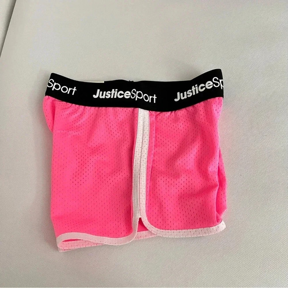 Justice Girls Core Solid Mesh Shorts Flash Pink/Black Elastic Waist Size Medium - Picture 8 of 11
